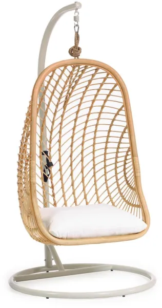 Ekaterina, Utomhus hängstol, natur/vit, H197x105x105 cm