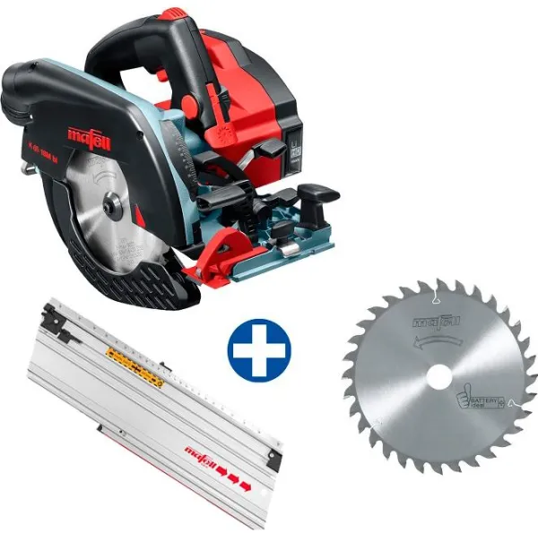 Mafell Handcirkelsåg K 65 18M bl i T-MAX med styrskena och sågblad