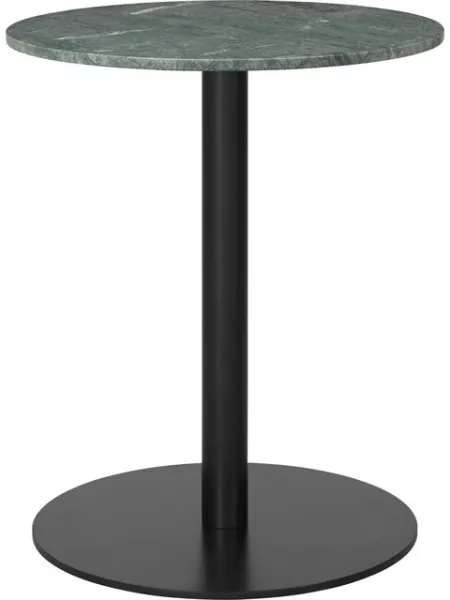 GUBI 1.0 Matbord Rund Ø60 cm med Svart Bas och Grön Guatemala Marmor Bordsskiva