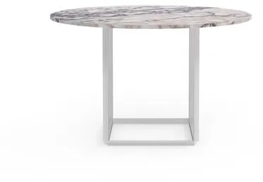 New Works Florence Matbord Ø120 White Viola Marmor med Vit Underrede